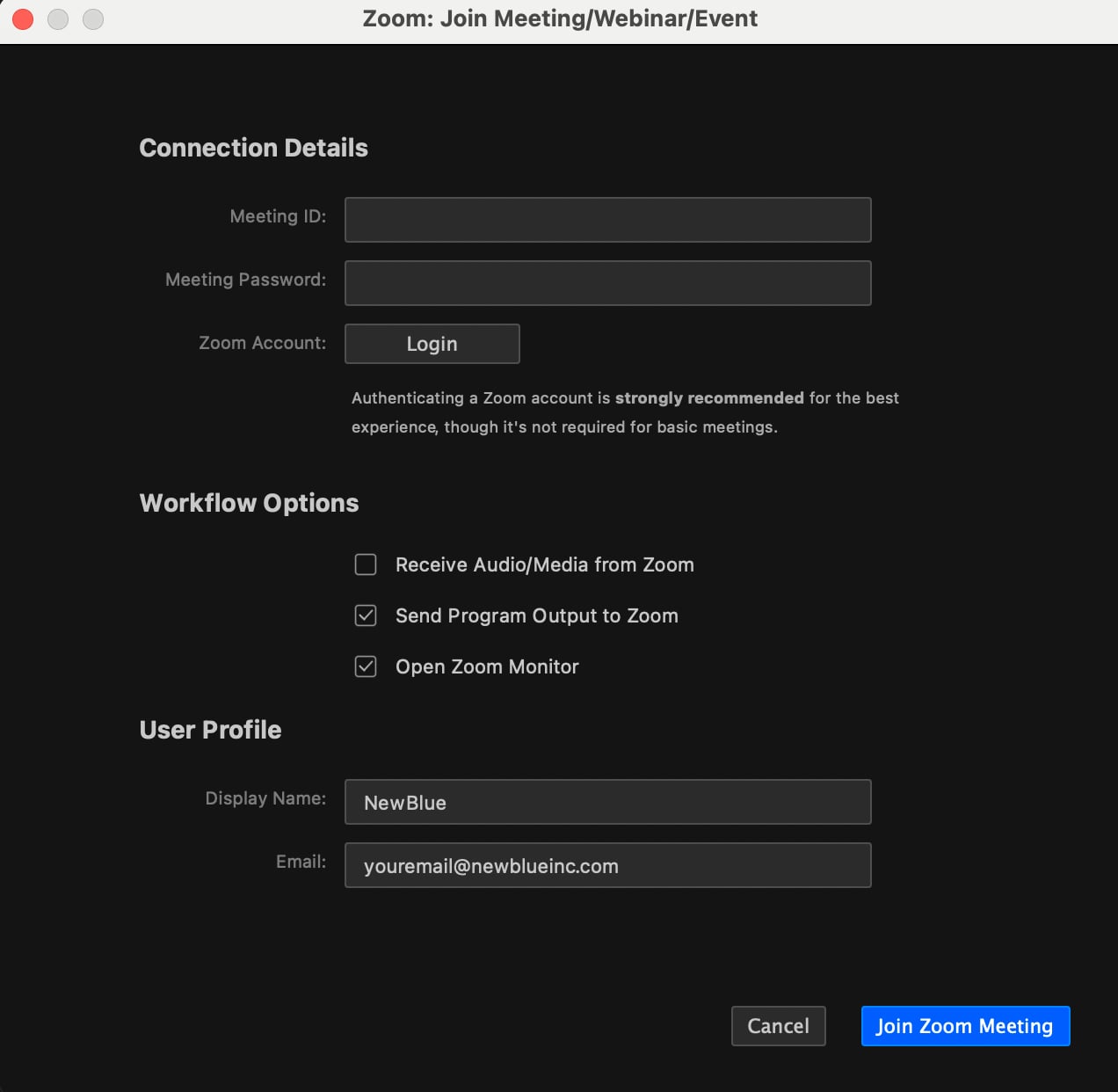 Zoom panel use