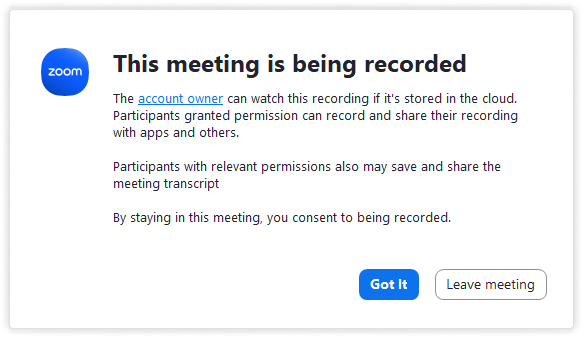 Recording notification