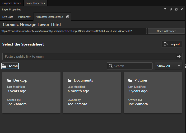 OneDrive folders in the controller panel