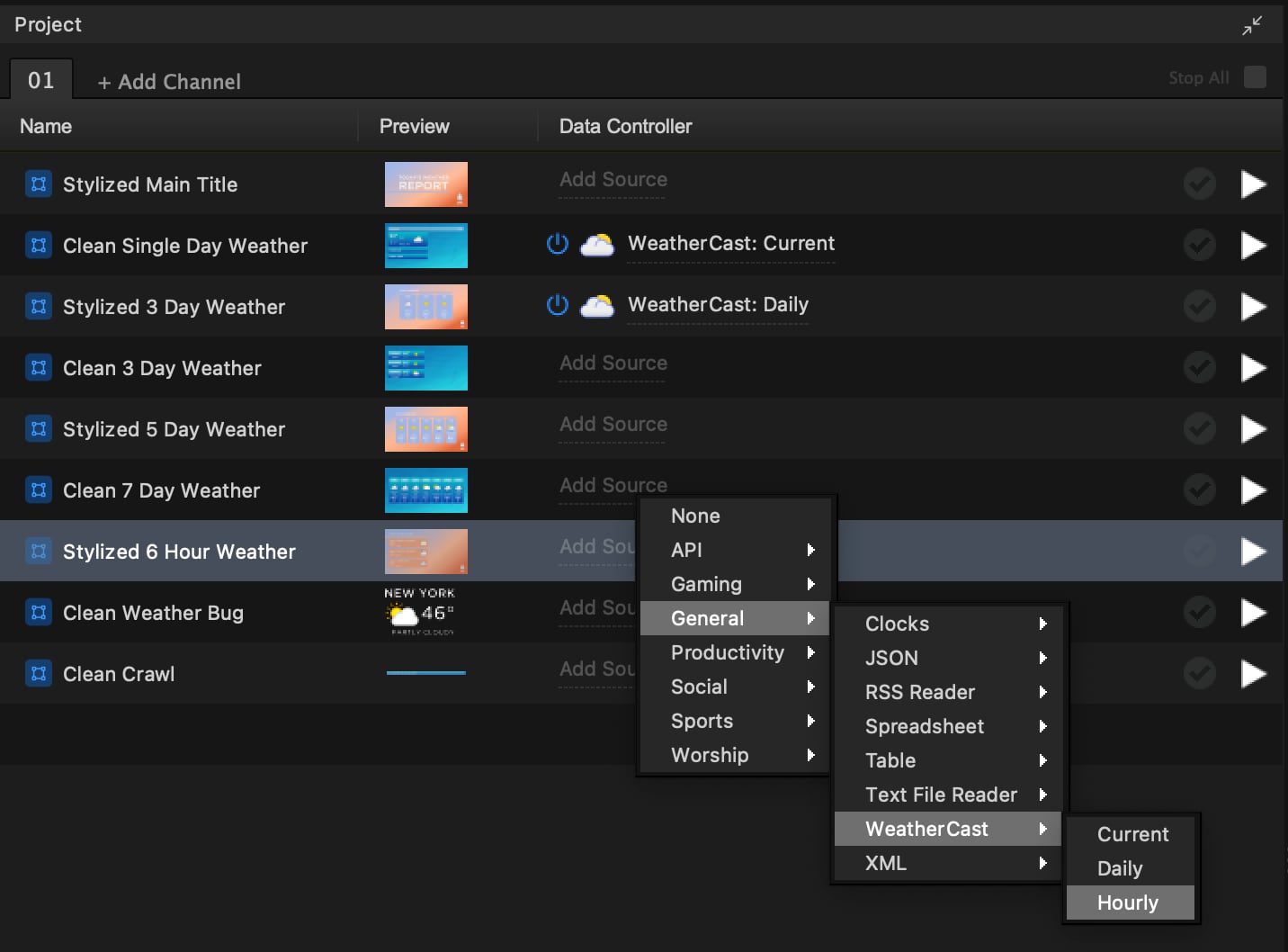 Add Hourly source