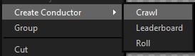 The right-click Create Conductor submenu with Crawl