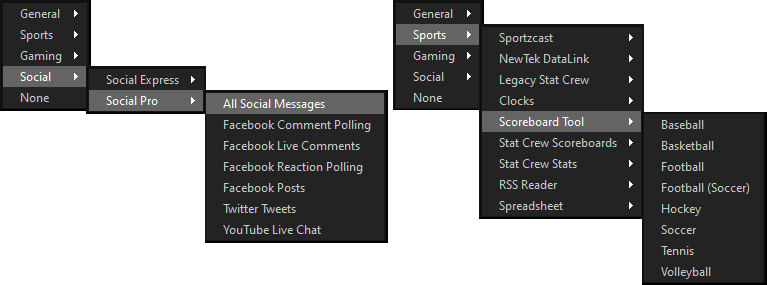 Inputs dropdown