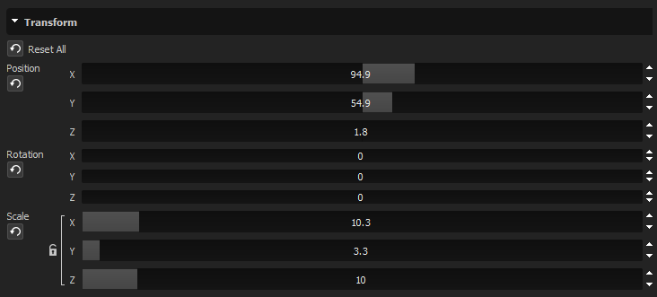 Transform settings