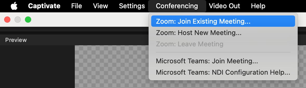 Conferencing > Join Existing Meeting