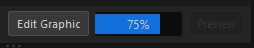 The render progress bar at 75% between Edit Graphic and the disabled Preview button