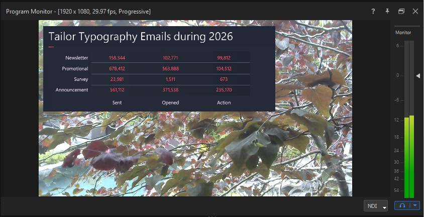 Program Monitor showing on-air output