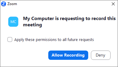 Allow Recording dialog