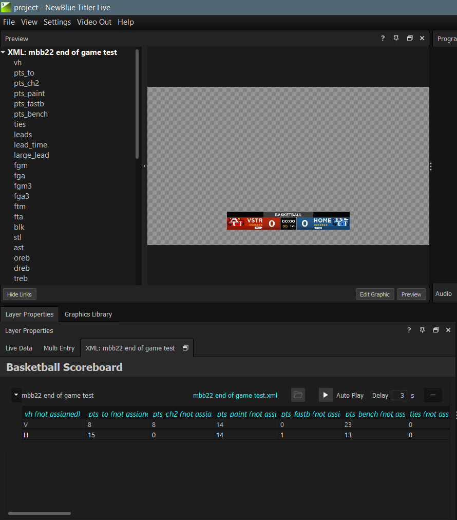 Legacy JSON variables linked in the Preview panel