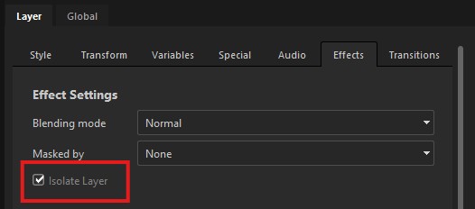 The Isolate Layer checkbox on the Effects tab