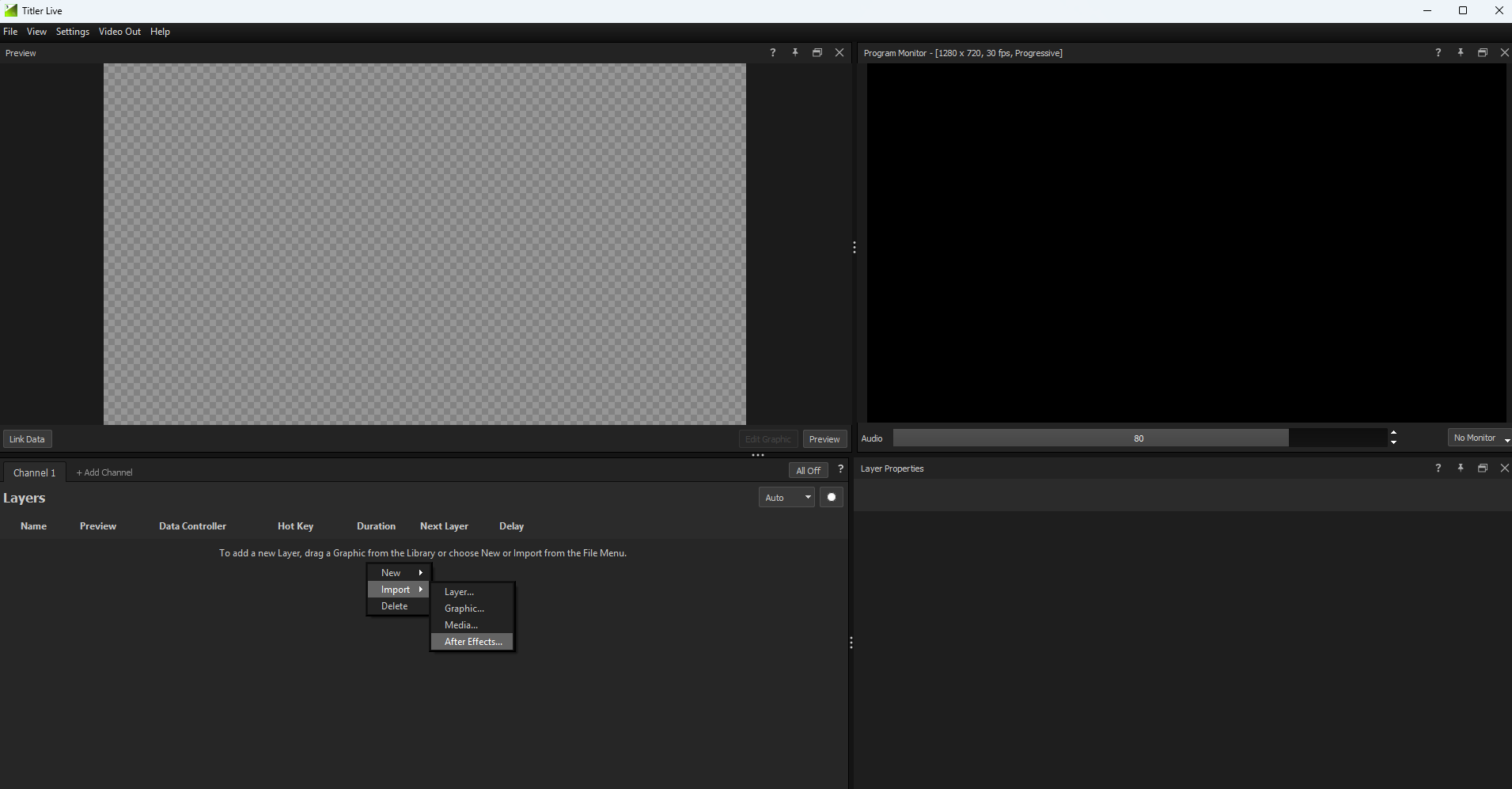 Import from layers panel