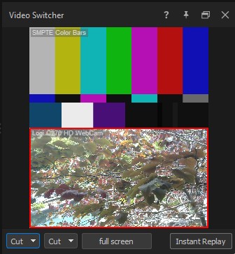 Video Switcher panel with two sources