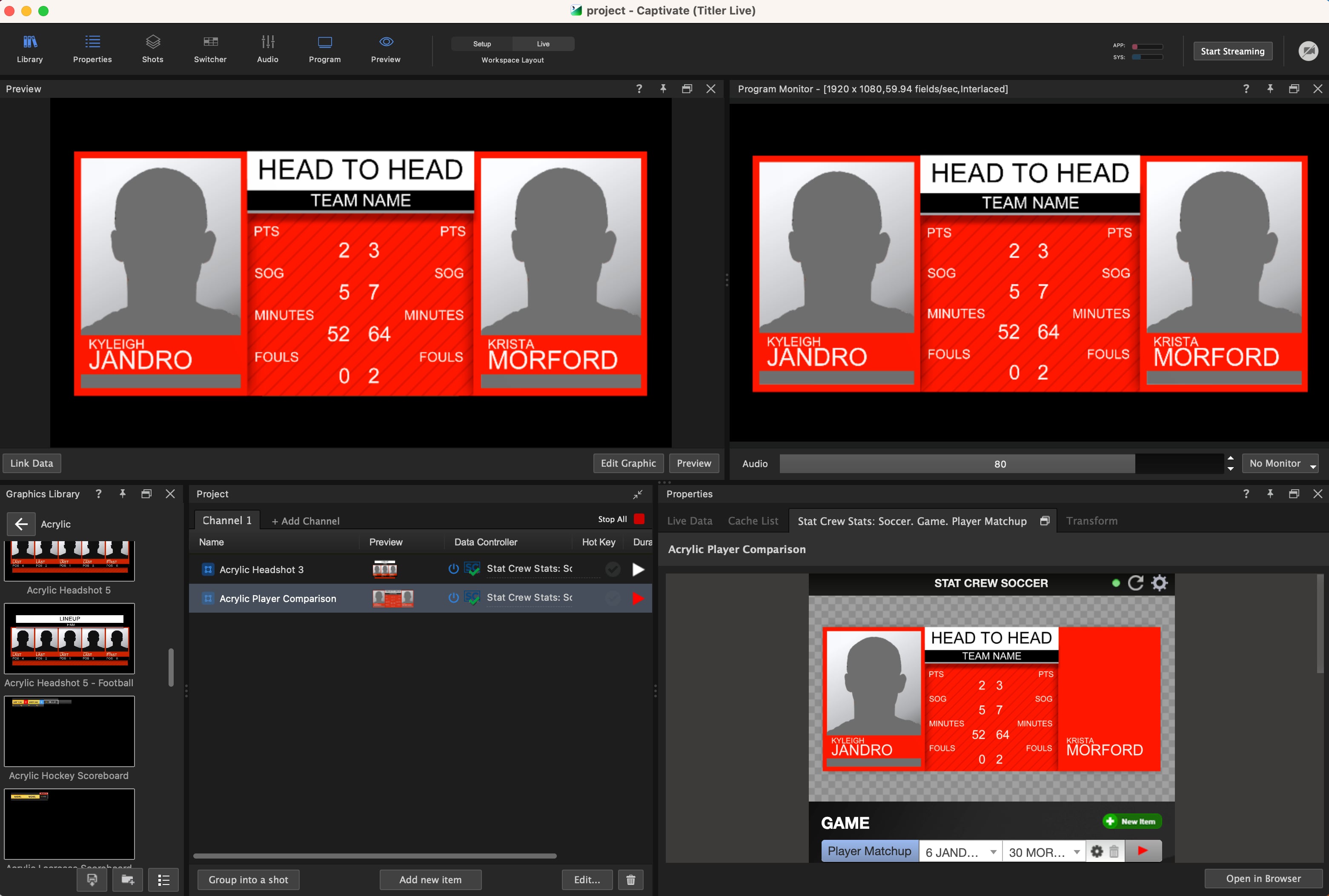 Live comparison