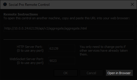 Open in Browser dialog