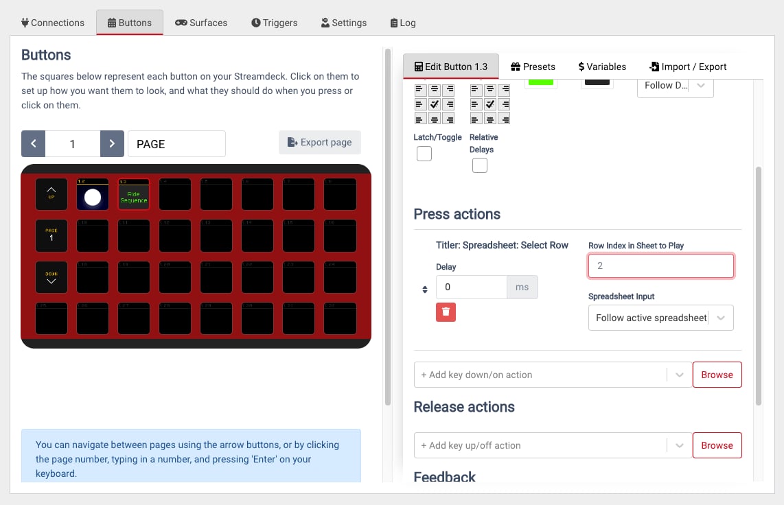 Configure action