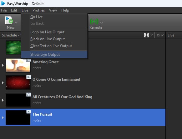 Turn off Live Output
