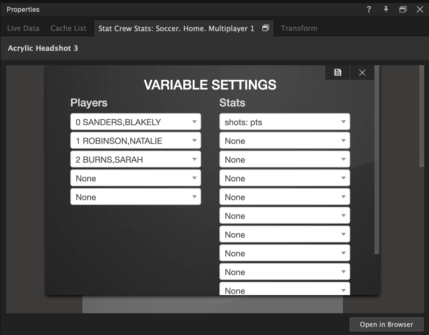 Players and stats
