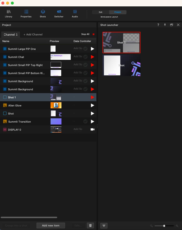 Shot Properties tab