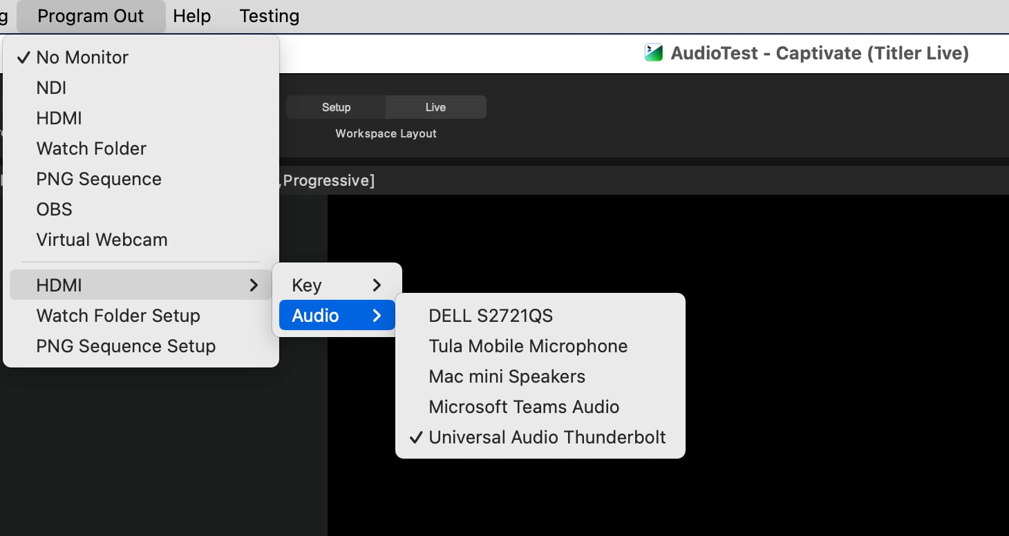 Program Out menu