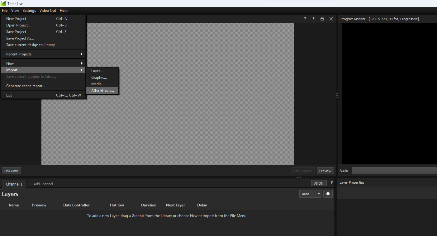 Import from file menu