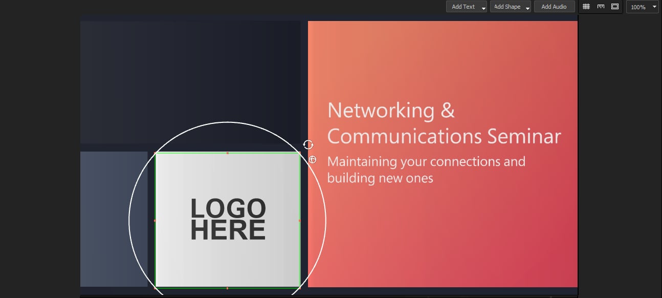 The Designer canvas with a selected layer