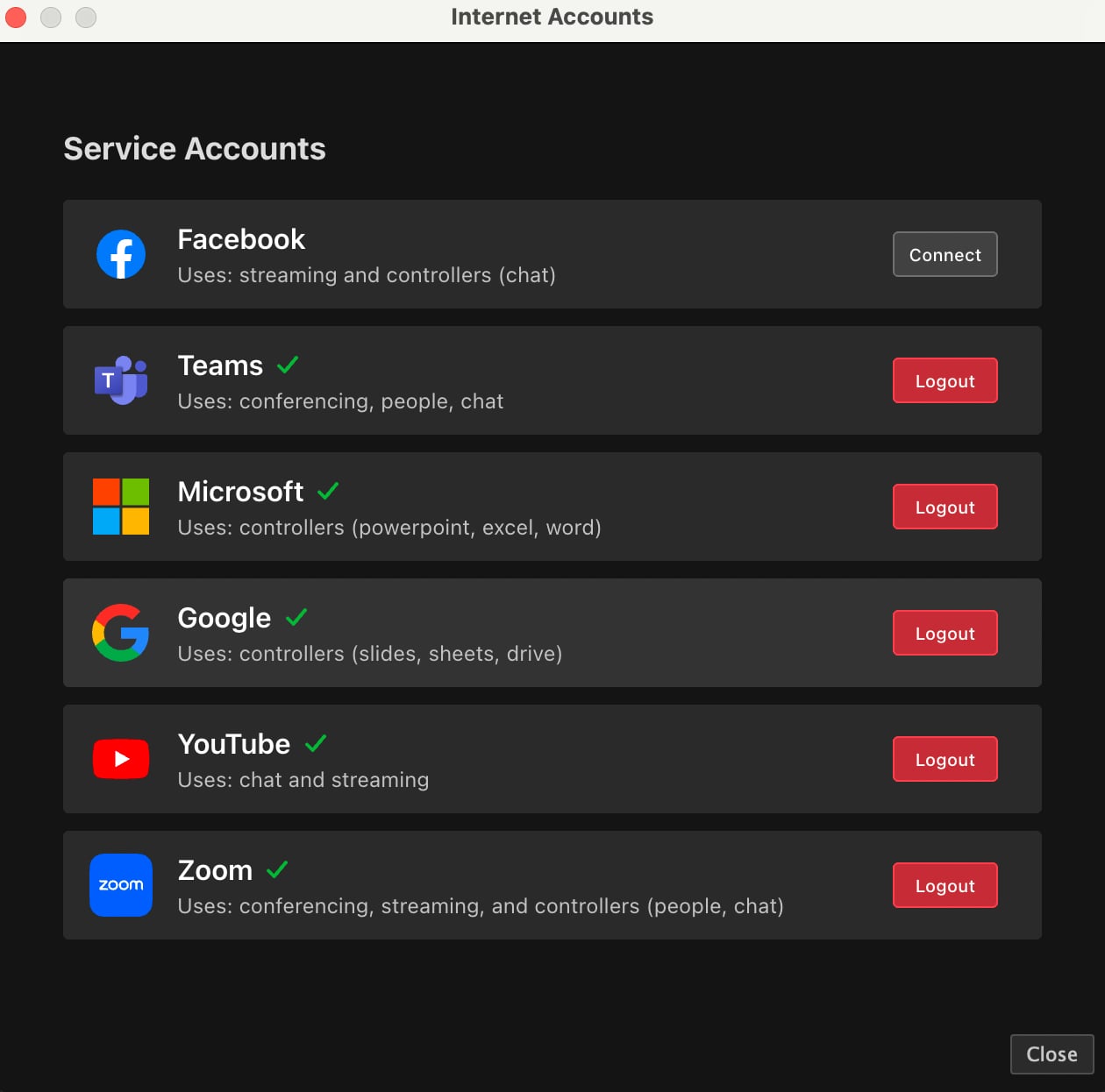 Internet Accounts sign-in