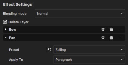 Effect custom settings